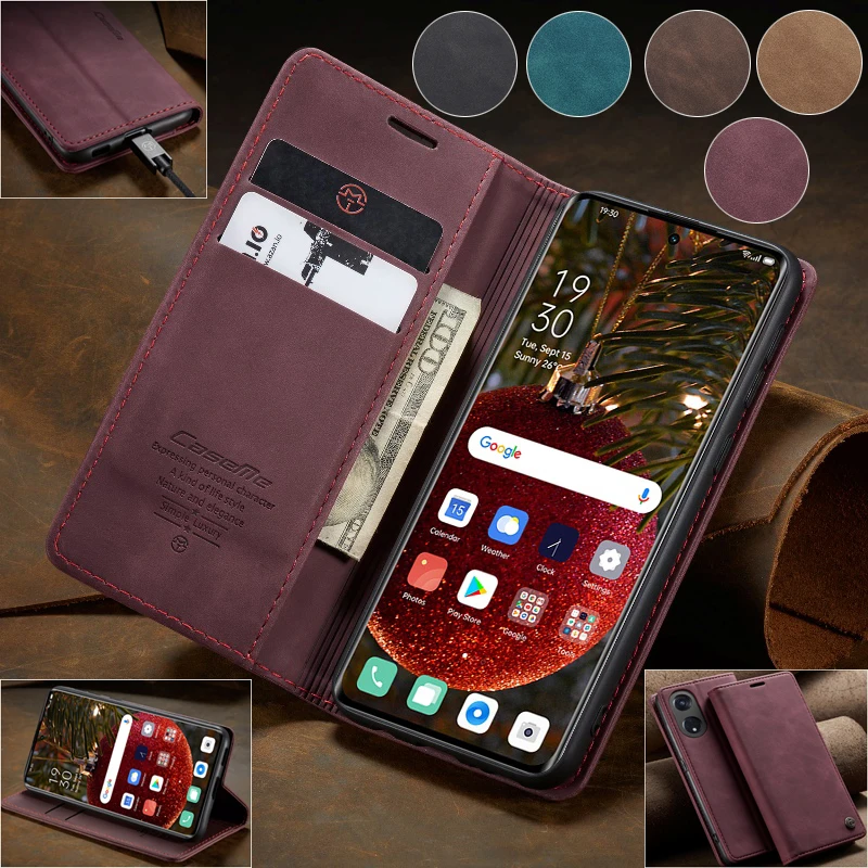 

Magnetic Flip Wallet Case Cards Phone Cover For OPPO F21 A1 A95 A78 F19 Reno8 Pro Find X6 Realme 10Pro 9i C55 Leather Phone Case