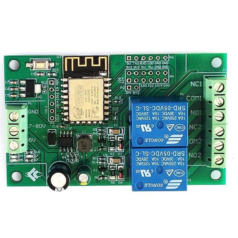 

Релейный модуль 5X Esp8266 Esp-12F Wi-Fi, 2-канальный сетевой переключатель 5 В/8-80 в для дистанционного управления через приложение Arduino Ide Smart Home