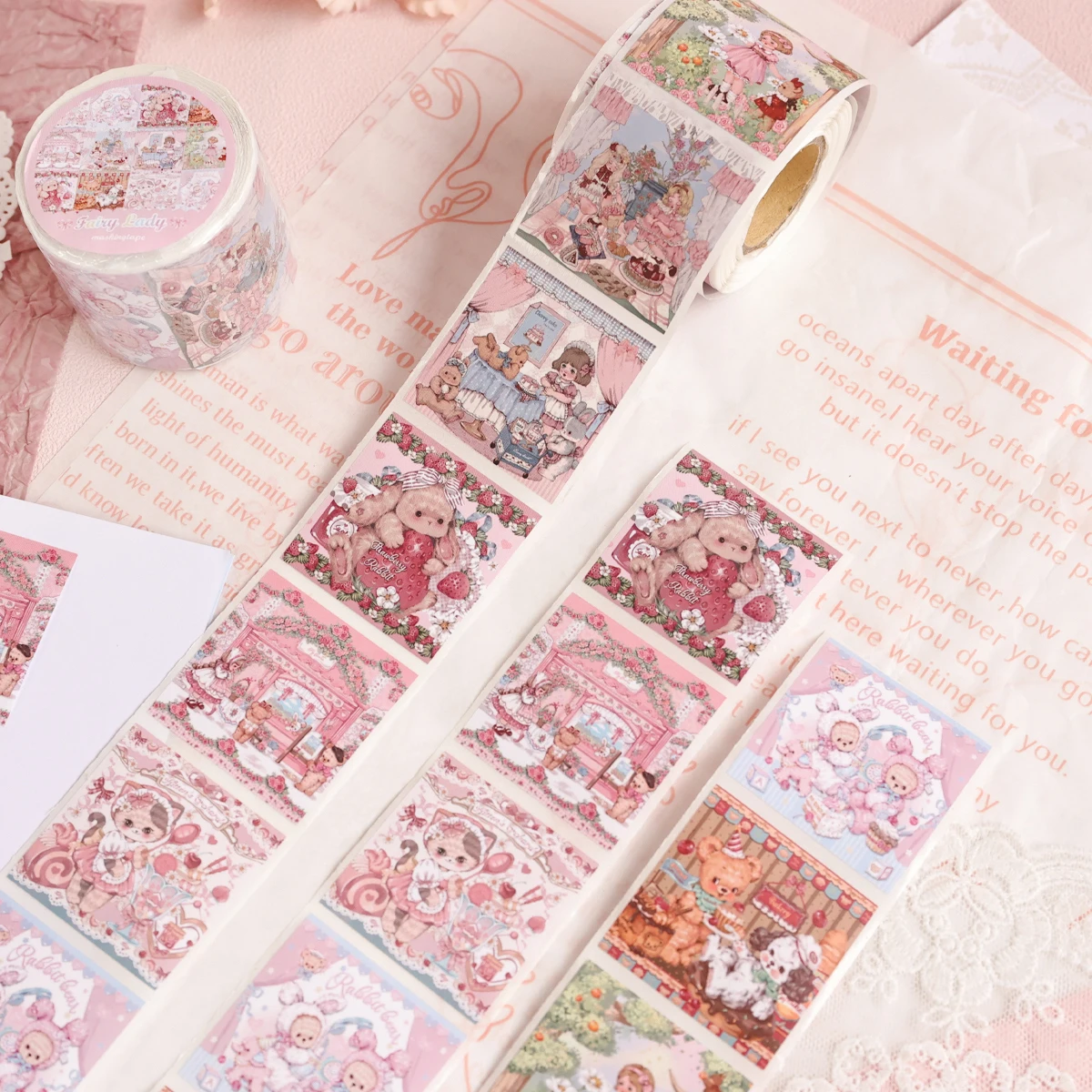 

200 шт., самодельные наклейки с мультяшным медведем, Кроликом, котом