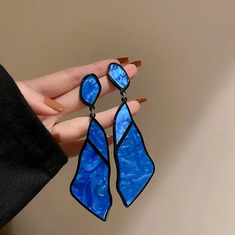 Серьги-капельки Minar акриловые розовые, синие