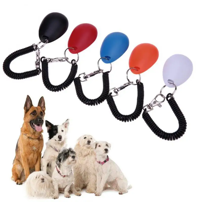 

1pc Pet Cat Dog Training Clicker Plastic New Dogs Click Trainer Aid Too Adjustable Wrist Strap Sound Key Chain Dog Whistle Tools