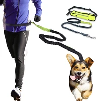 dog leash with belt bag running jogging pet leash elastic dogs harness collar adjustable waist dog leashes hands free