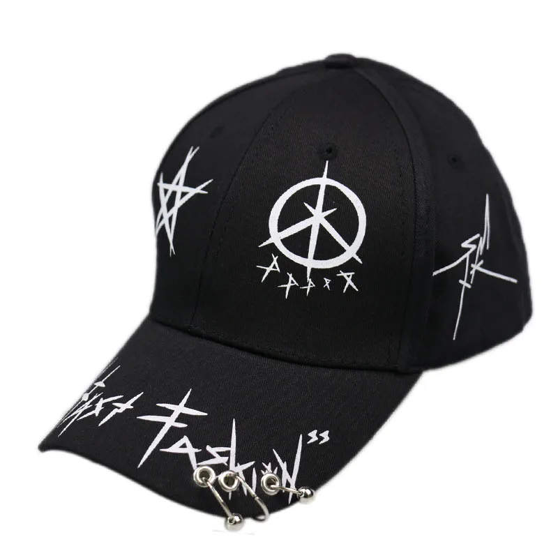 

Hip-hop Baseball Cap Casual Sun Hat Fashion Personality Graffiti Cotton Unisex Fashion Street Cap Iron Ring Beading шапки