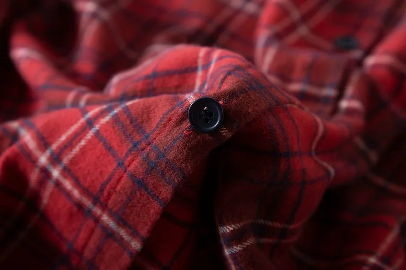 Women's Long Sleeves Plaid Flannel Nightgown 100% Warm Cotton Midi Sleepshirt Button Down Pajamas Sleepwear Plus Size Nightshirt