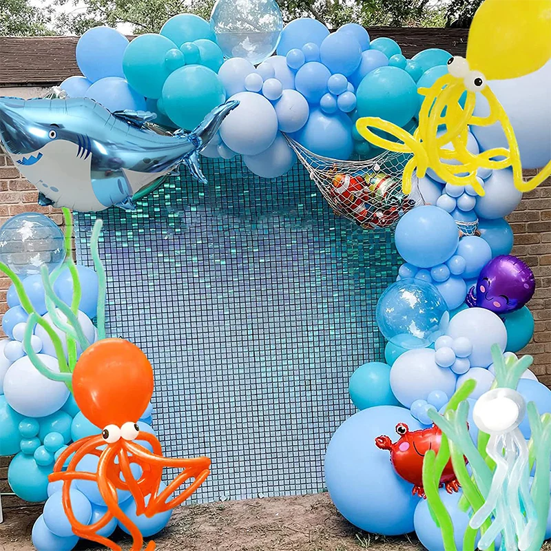 

123pcs Blue Ocean Animals Theme Latex Balloons Garland Arch Happy Birthday Balloon Set Party Decoration Anniversaire Boy Globos