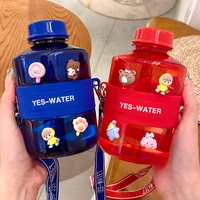 portable drinking kettle cute creative cup with strap sports gym water bottle for girls 800ml travel tumbler summer bpa free mug