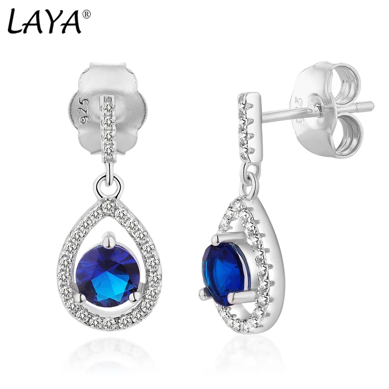 

LAYA Dangle Earrings Attract Light Fashion Woman Pear-Shaped Synthetic Sapphire Crystal Texture Inlay Original Modern Jewelry