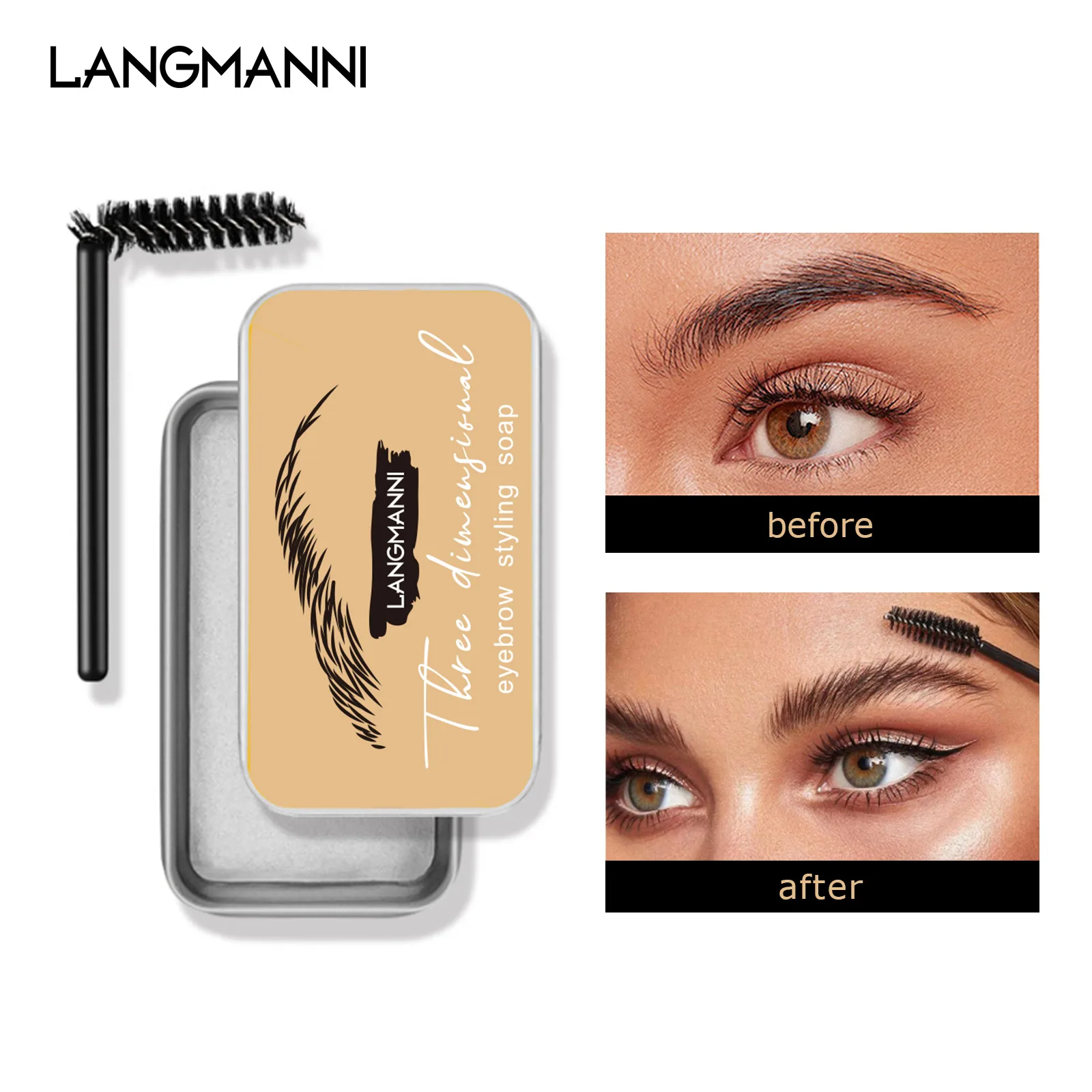 

Мыло для укладки бровей 3D, пушистый гель для бровей, водостойкий стойкий воск для макияжа, женская косметика с мягкой кистью