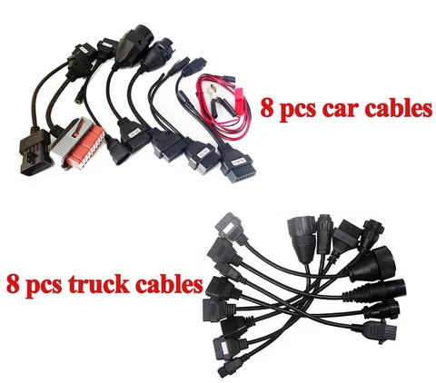 16 шт. кабели, полный комплект, 8 шт. автомобильных кабелей + 8 шт. кабелей для грузовиков, автомобильные кабели Vd Ds150e Cdp для TNESF Дельфин ORPDC Obd сканер, инструменты