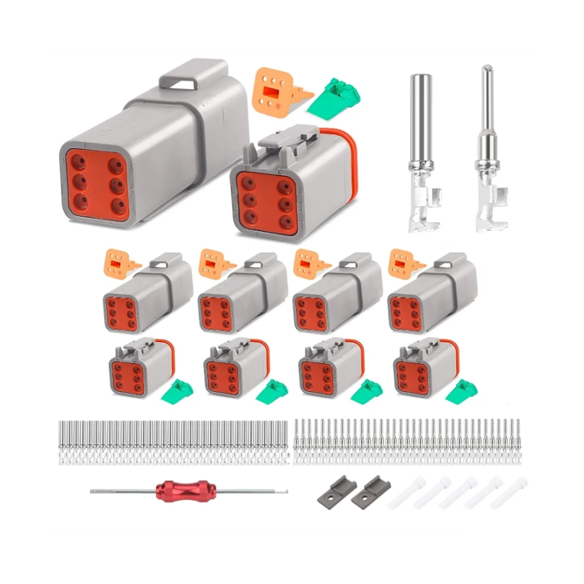 

Комплект из 5 6-контактных коннекторов DT, водонепроницаемый коннектор DT, штампованные контакты размером 16, Уплотнительные заглушки для автомобиля, грузовика, мотоцикла