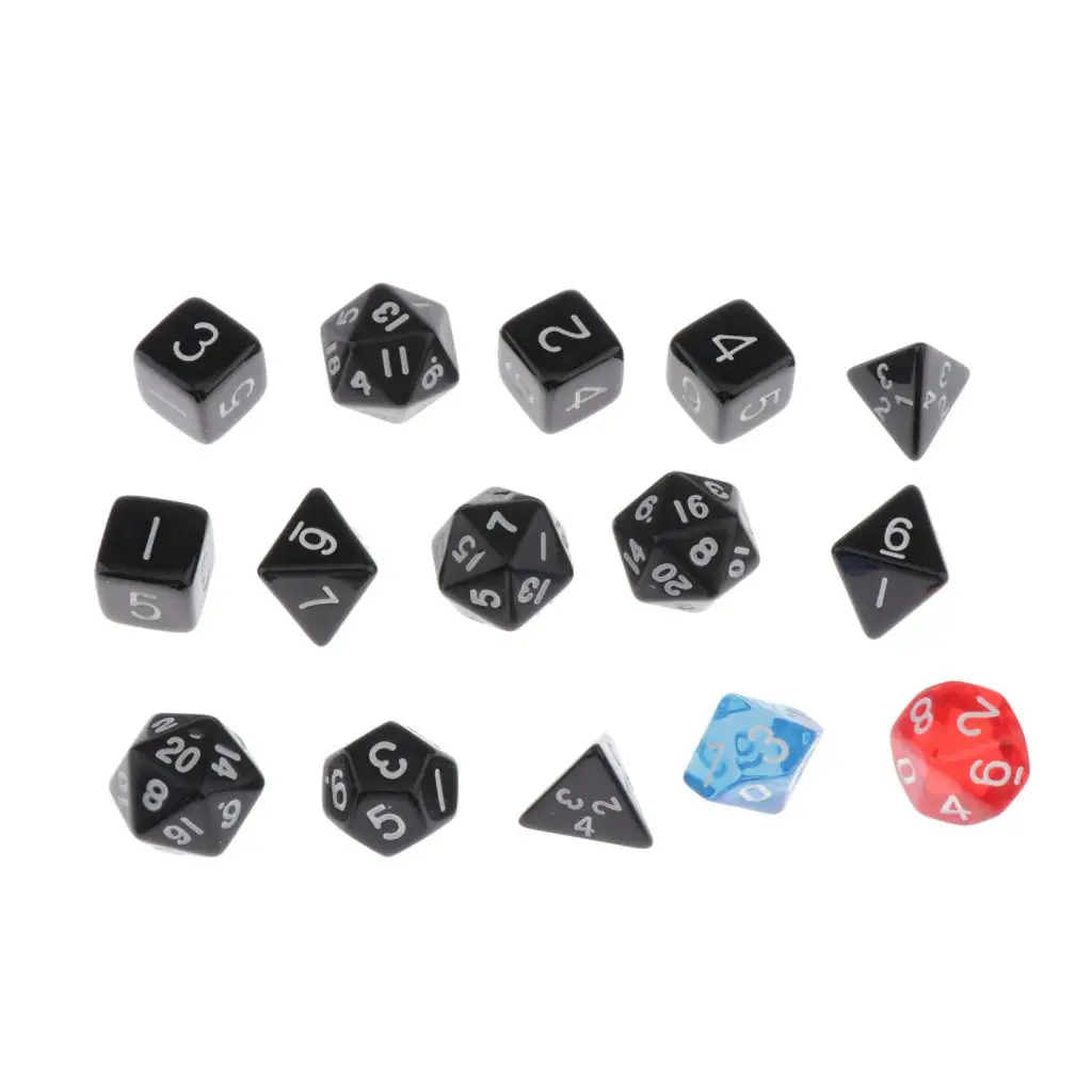 

15 шт. многогранные игральные кости из акрила для драконов DND MTG ролевые игры, настольные Game D20 D12 D10 D8 D6 D4