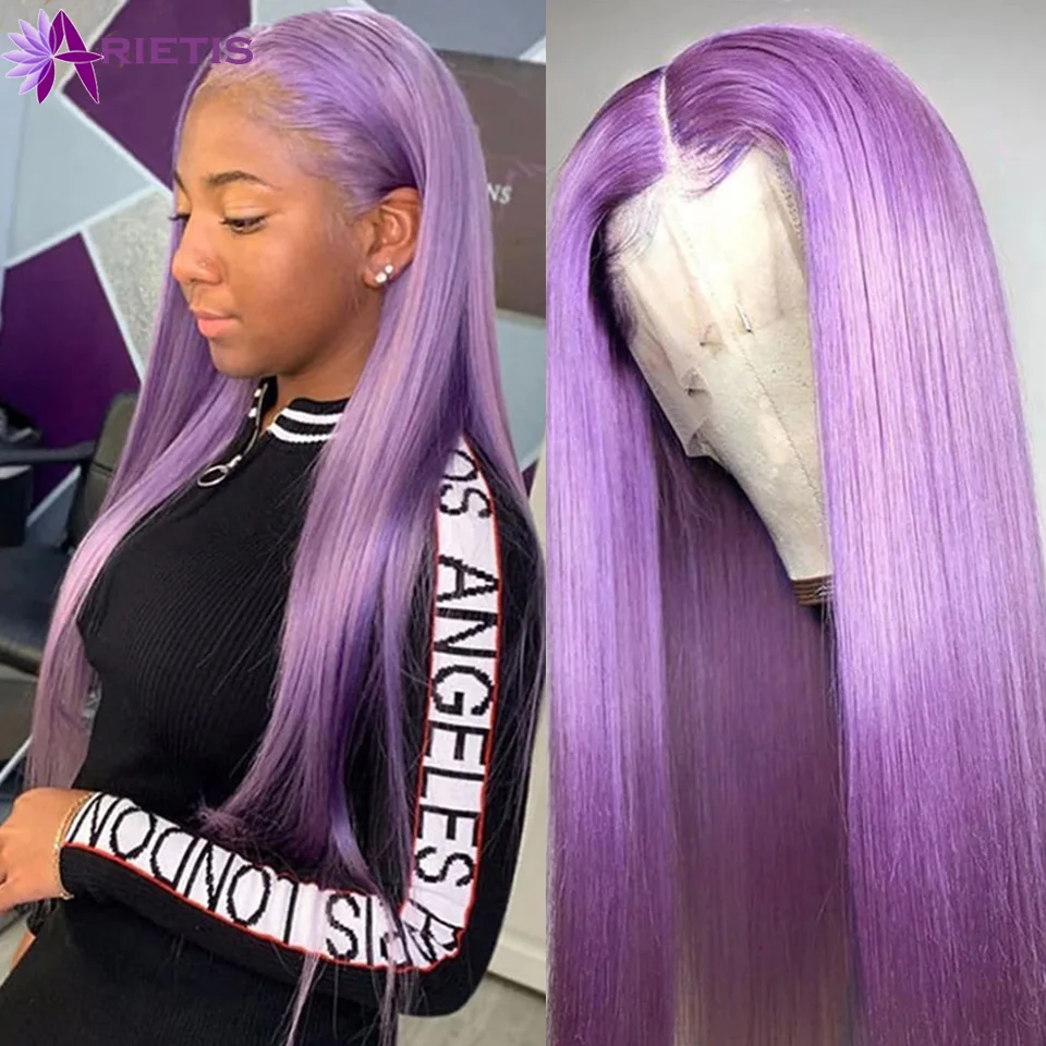 Парики из человеческих волос пурпурного цвета плотность 180% прямые волосы HD
