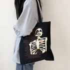 Сумка-шоппер в эстетике с надписью, аниме сумочка-тоут в стиле гранж y2k, холщовая Готическая сумка с черепом, винтажная Женская сумочка на плечо в стиле хип-хоп со скелетом
