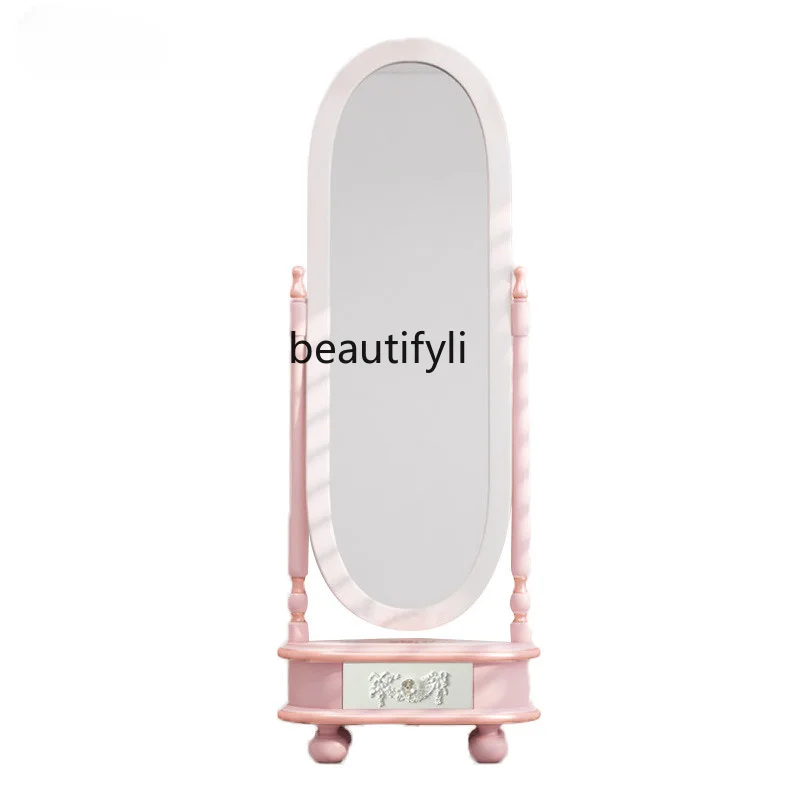 

Полноразмерное зеркало yj в европейском французском стиле с выдвижным ящиком, гардеробное зеркало, напольное зеркало, домашнее полноразмерное зеркало для спальни