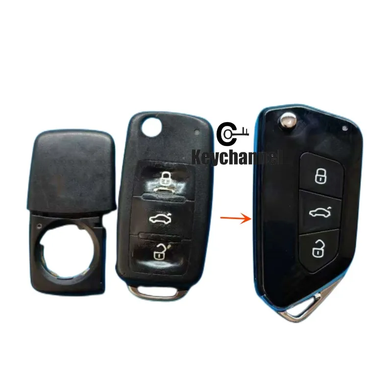 

Чехол для автомобильного ключа с 3 кнопками, модифицированный флип-чехол для Golf 8, складной, для Golf Tiguan, Polo, Jetta, Skoda Seat 202AD/AJ