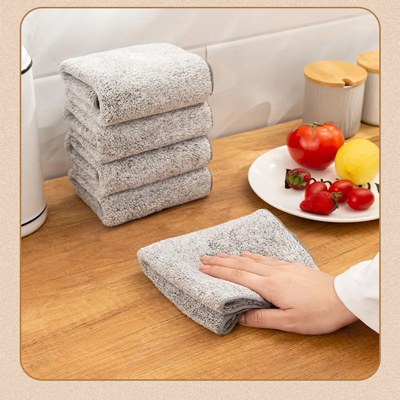 

Water Absorption Non-Stick Oil Washing Kitchen Towel Bamboo Charcoal Fiber Cleaning Cloth Rags Household Cleaning Wiping Tools