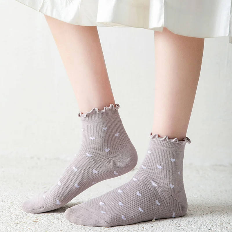 

3 Pairs Lot Women Socks Set Cute Heart Embroidery Sox for Hight School Girls 2022 Spring Fashion Casual Sokken Dropshipping