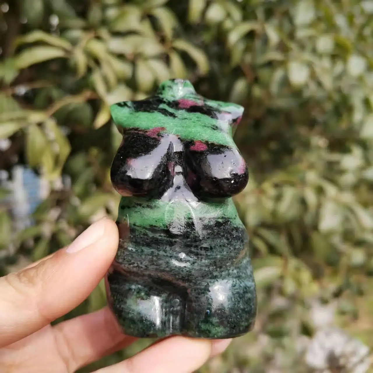 

Natural Ruby Zoisite carved Women Model Shaped Gemstone pregnant Body Sculpture