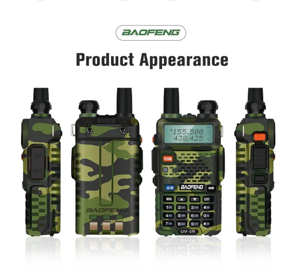 2pcs Walkie Talkie Baofeng UV-5R Two Way Radio Dual Band Ham CB Radio 128CH VHF UHF 136-174MHz & 400-520MHz 2PCS Pofung Intercom