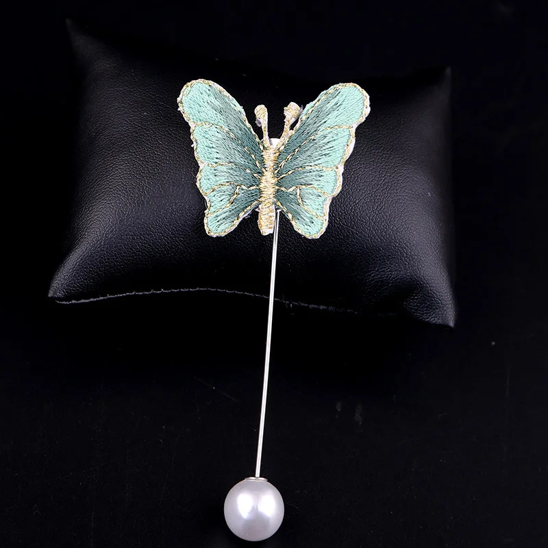 

Chinese Hanfu Cloth Embroidered Butterfly Brooches Coat Dress Lapel Pin Brooch Cardigan Shawl Buckle for Women Clothes Accessory