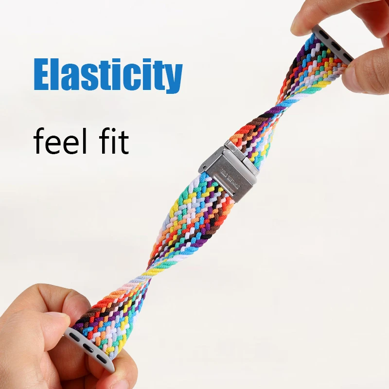 Braided Loop Strap For Apple Watch Band 44mm 40mm 45mm 41mm 42mm 38mm Stainless Steel Bracelet Correa iWatch Serie 3 4 5 6 SE 7
