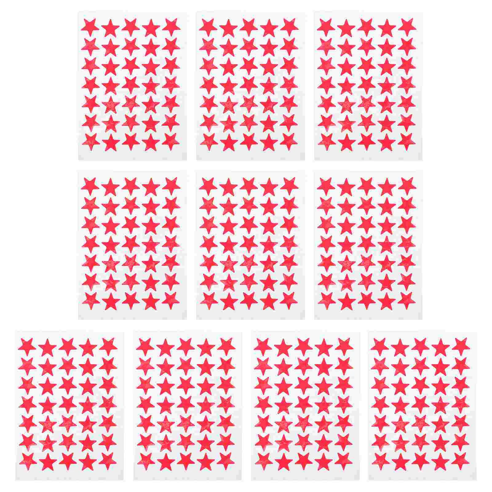 

10 Sheets Reward Star Sticker Label Reward Star Sticker Decal Star Sticker for Kids