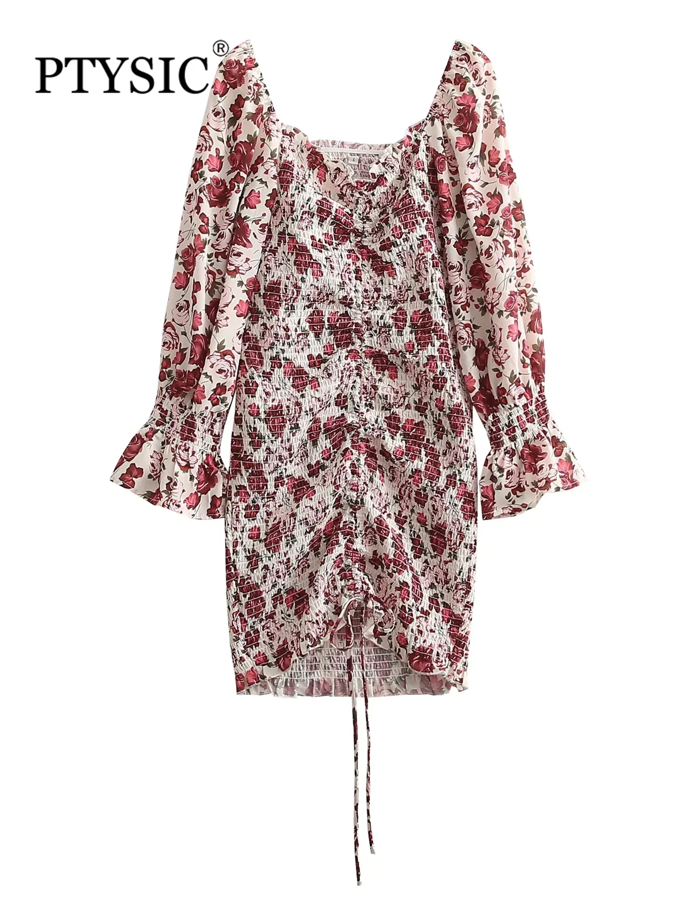 

Стильное женское платье с цветочным принтом, облегающее мини-платье с воротником-лодочкой, летнее пикантное винтажное платье с широким рук...