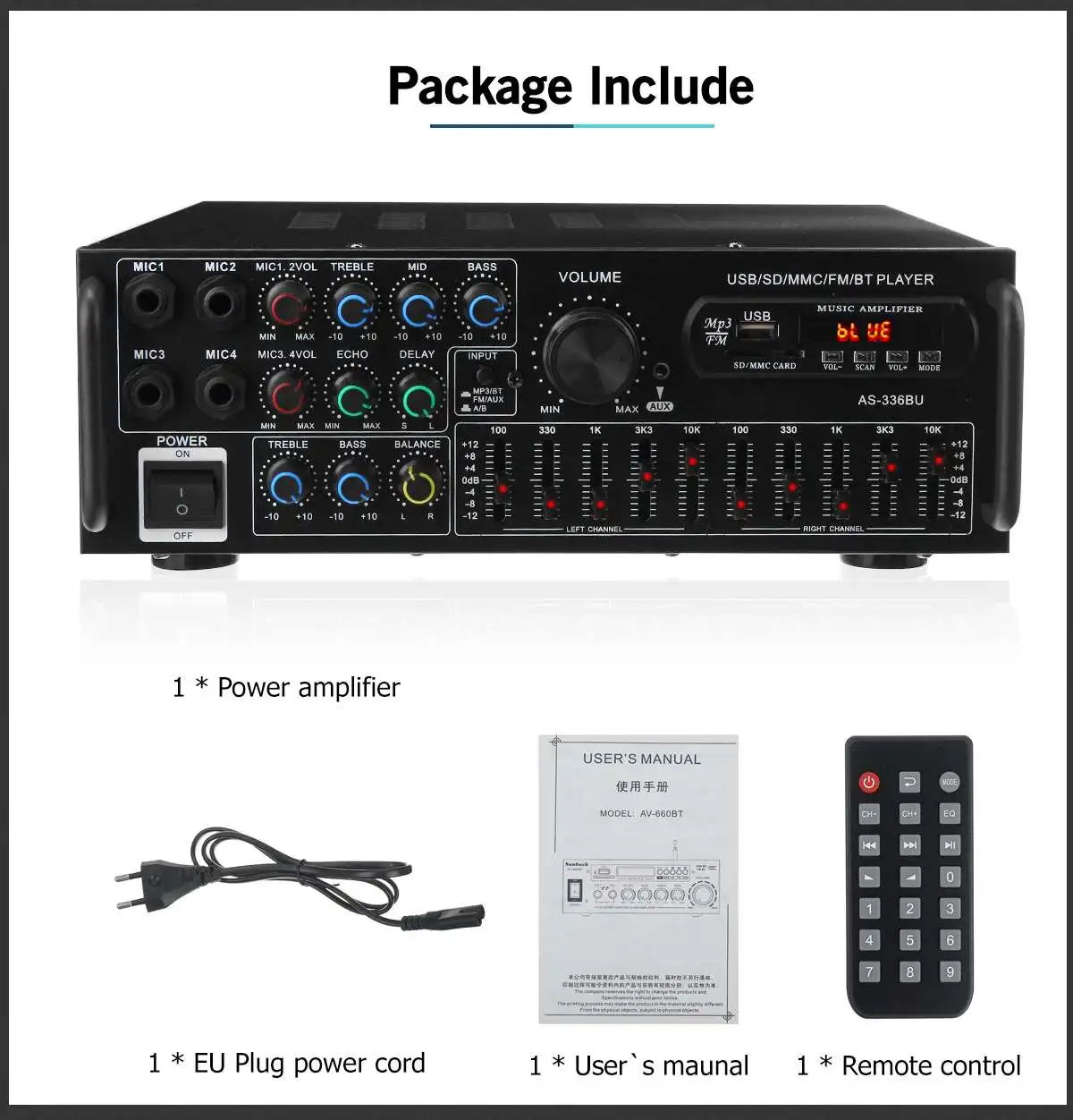 Популярный автомобильный стереоусилитель 5000 Вт bluetooth объемный звук USB SD AMP FM DVD AUX