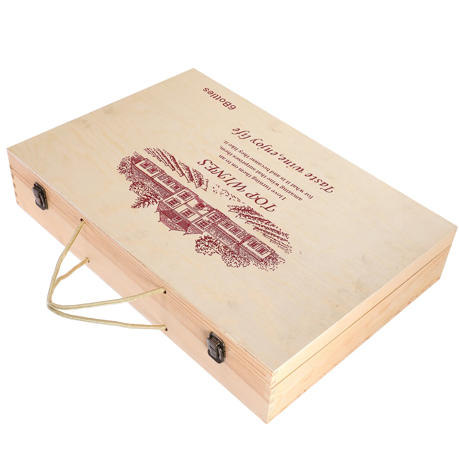 

Wood Bottle Box Red Wooden Box Red Wooden Box with Handle