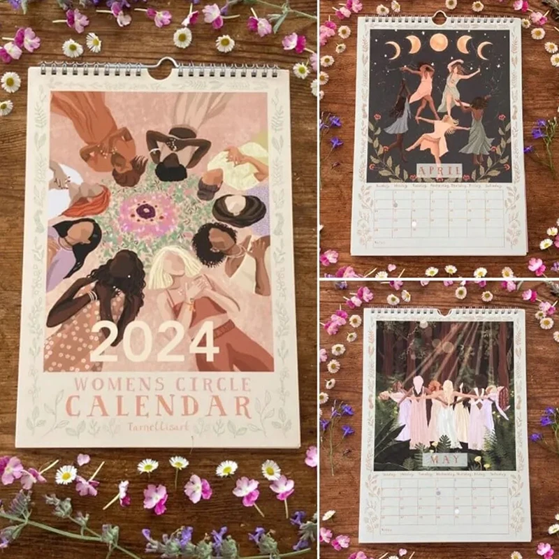 

Новинка 2024, красивые женские круги, календарь, красочная стена