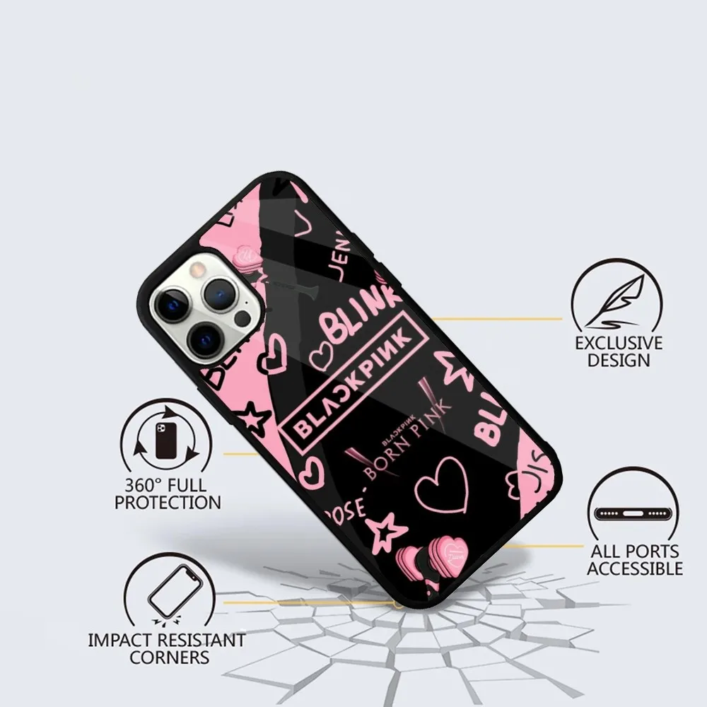 Чехол для телефона Kpop B-BlackS Girls P-PinkyeS iPhone 16 15 14 13 12 11 Plus Pro Max Mini Magsafe с магнитной