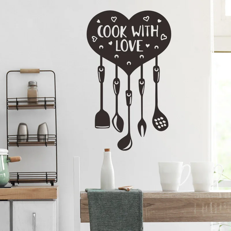 Наклейки кухонные Самоклеящиеся с надписью Cook With Love |