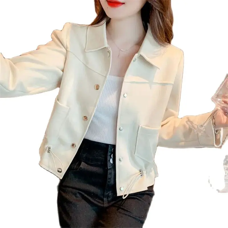 Женская короткая ветровка свободная повседневная куртка на пуговицах с