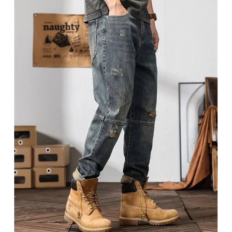 Men Clothing Straight Loose Cylinder Jeans Vintage Simplicity Comfortable Blue Large Harun Trousers Women 2022 Autumn and Winter