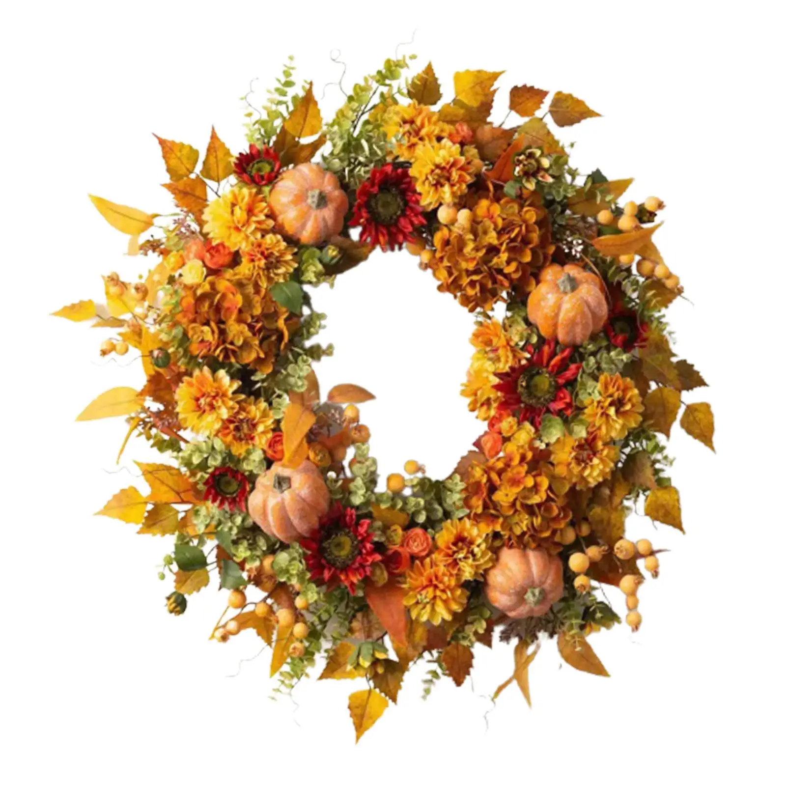 

Artificial Pumpkins Autumn Wreath Decor Large 45cm Hanging Harvest Festival Wreath for Window Home Corridors Thanksgiving Indoor