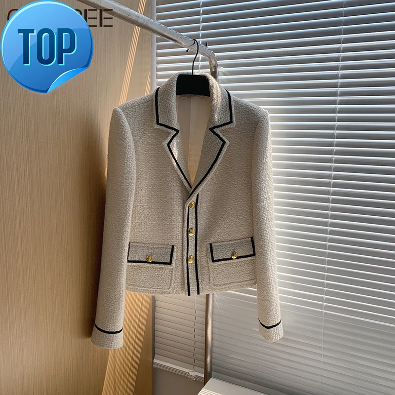 

И корейское шикарное зимнее осеннее пальто для женщин 2023 однобортная Повседневная Свободная теплая короткая шерстяная куртка женская одеж...