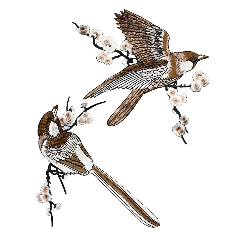 

Flower Bird Cloth Sticker Iron on Patches Chinese Style Use for Shirt Coat Cheongsam Dress Clothing Accessories Stick Applique