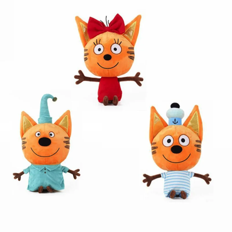 

New Genuine Kid E Cats Russian Три кота My Family Three Happy Cats Plush Doll Cookie Candy Pudding Happy Cat Doll for Kids Gifts