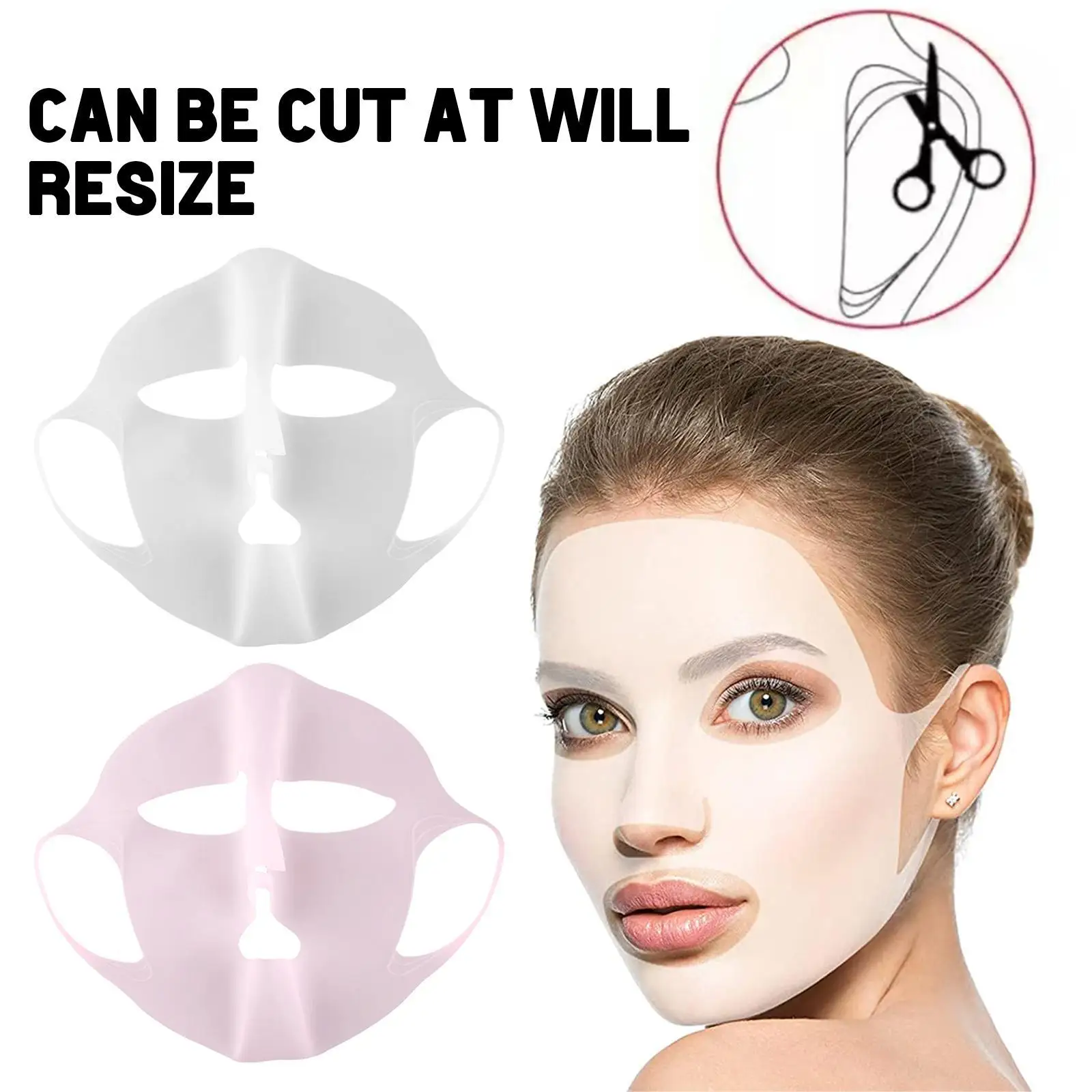 

1pc Silicone Face Mask Cover Reusable Moisturizing Lifting Anti Wrinkle V Shape Face Firming Gel Sheet Mask Ear Fixed Skin Care