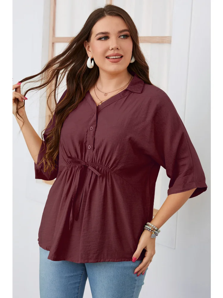 Summer loose fit large size short sleeved shirt Fat girl large size women plus size clothing