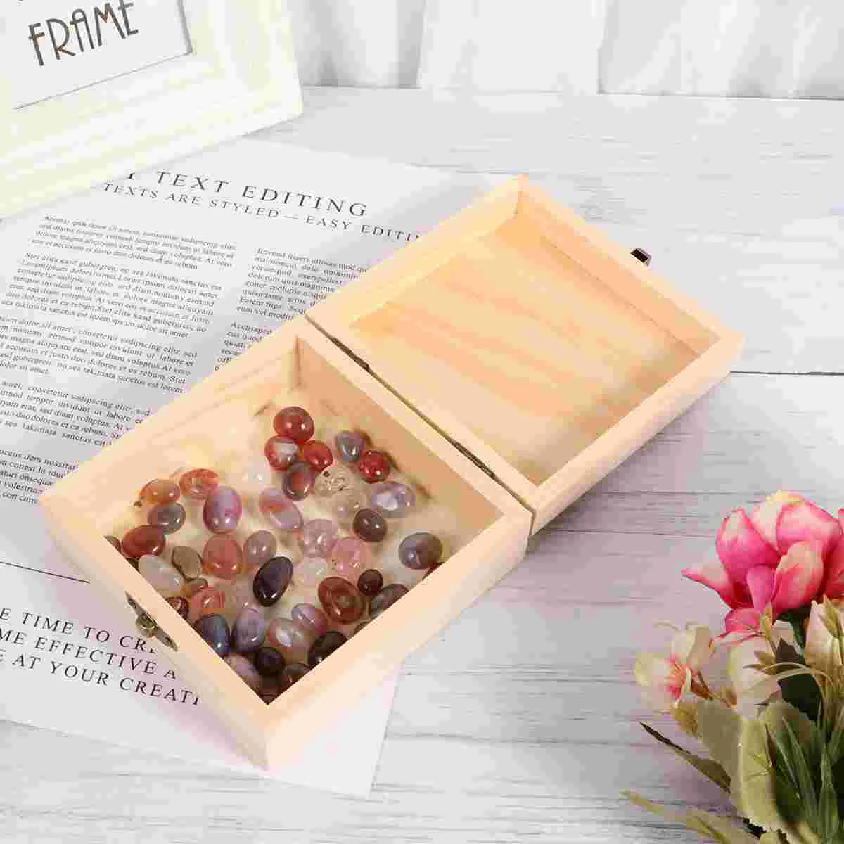 Box Wooden Wood Unfinished Jewelry Storage Boxestreasure Ring Craft Wedding Keepsakegift Lid Drawers Unpainted Trinketcontainer