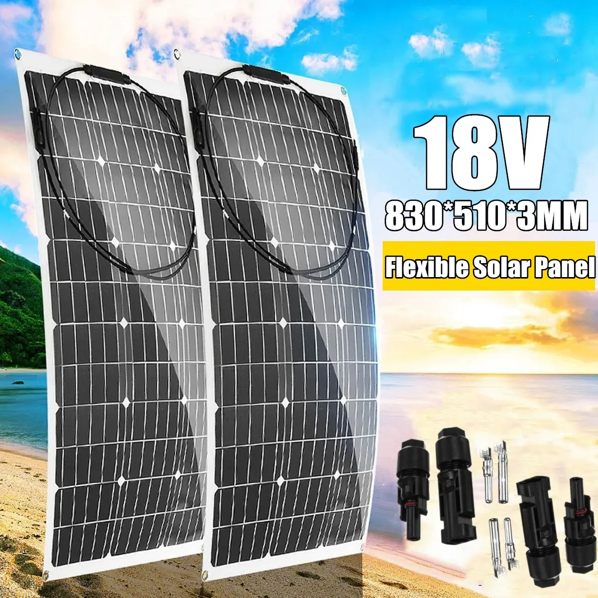 

MAX. 800W Solar Panel 18V PET Flexible Solar System Solar Panel Kit Complete Car Battery Solar Charger For Home Outdoor RV