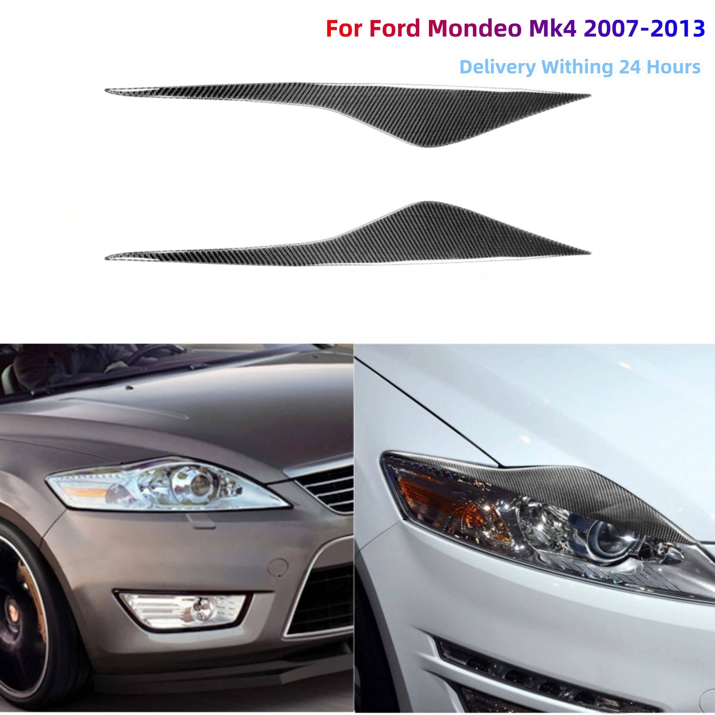 

For Ford Mondeo Mk4 2007-2013 Carbon Fiber Car Headlight Eyebrow Eyelid Eyelash Cover Trim Sticker Pegatinas Para Coche Exterior