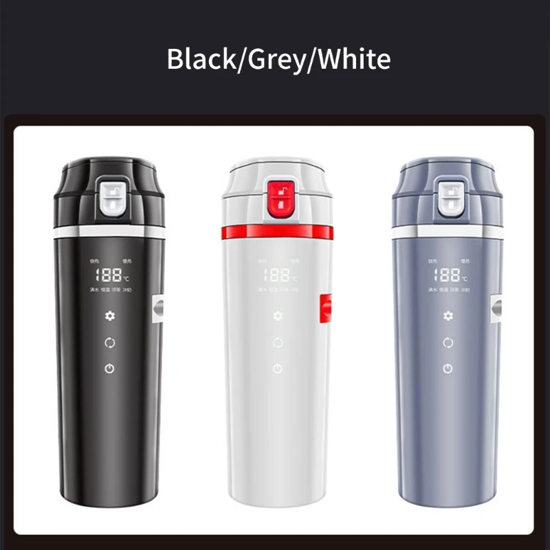 

Portable Electric Kettle with Temperature Display Travel Friendly Heated Water Boiler 12/24V Enjoy Hot Drinks Anywhere