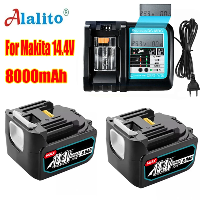 

Сменный литий-ионный аккумулятор BL1460 14,4 В 8000 мАч для Makita BL1430 BL1440 LXT200 BDF340 TD131D со светодиодсветодиодный аккумуляторами для электроинструмент...