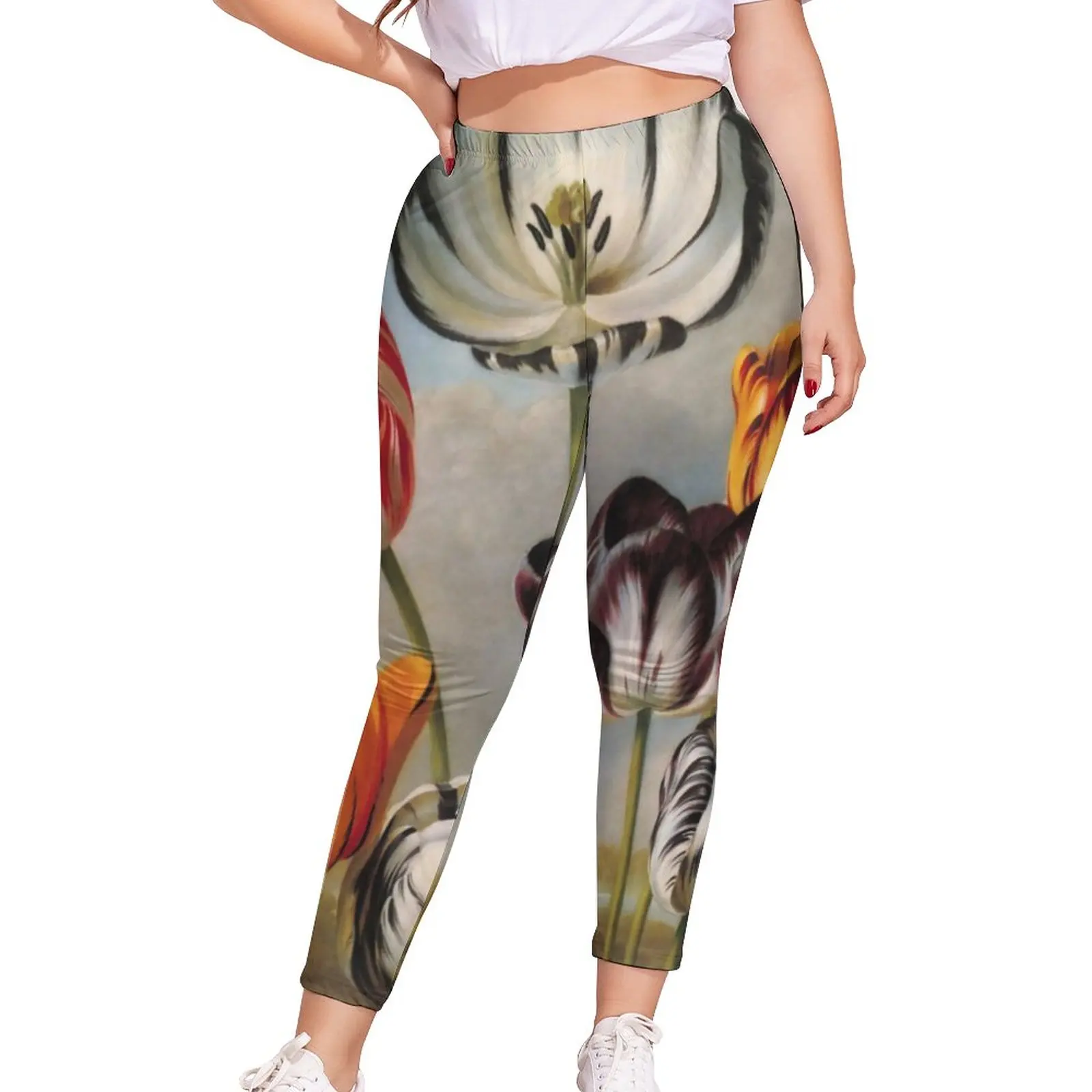 

Леггинсы Цветочные в ландшафте, винтажные разноцветные велосипедные леггинсы с принтом, женские мягкие спортивные брюки, подарок на день р...