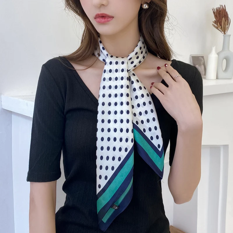 Атласный шелковый шарф Женский дизайнерский брендовый шейный платок шарфы 70 см