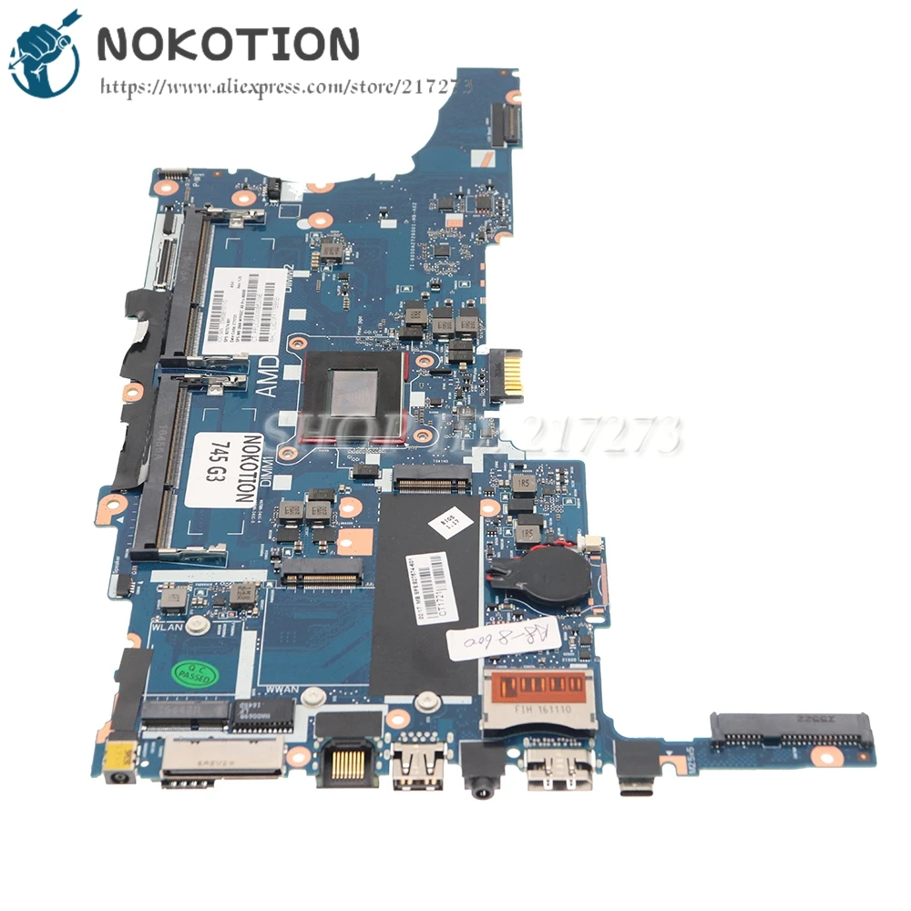 Материнская плата NOKOTION для ноутбука HP 745 G3 14 дюймов A8-8600B CPU 827574-601 827574-001 |