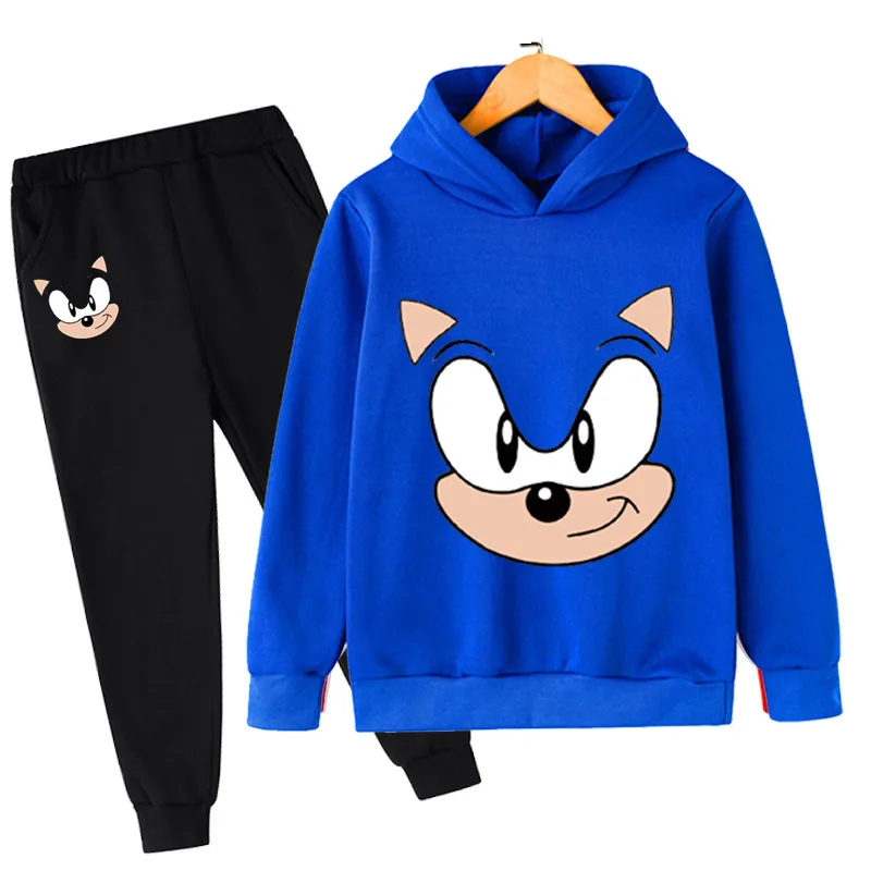 

Autumn Hoodie Cartoon Set Sonic Cotton Children Hoodies+Pants Two Piece Boys Girls Fashion Clothes Suit New Sweatshirt 4-14 Year