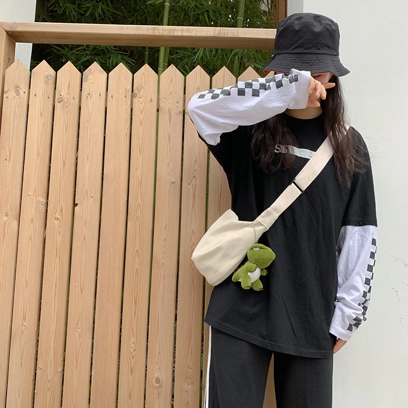 Ladies Shoulder Bag Canvas Bags Simple Female Bag Canvas Messenger Bag Thickened Dumpling Canvas Bag Student Personality Fashion